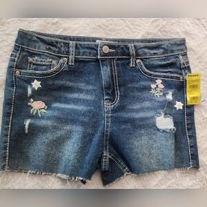 NWT RSQ Blue Jean Shorts Cut-Off style w/beautiful embroidery Girl's size 16